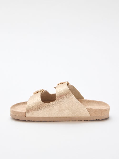 Sandálias douradas com fivela de flores - Kiabi