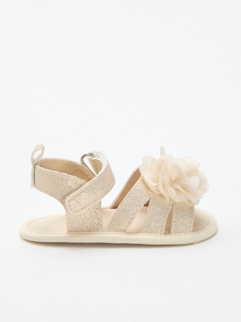 Sandálias douradas com flor Amarelo - Kiabi