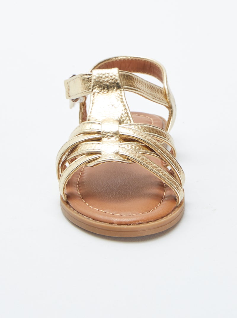Sandálias douradas com várias tiras BEGE - Kiabi