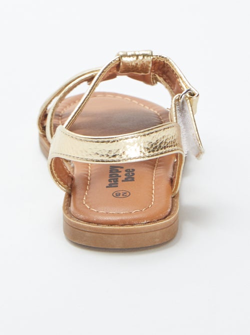 Sandálias douradas com várias tiras - Kiabi