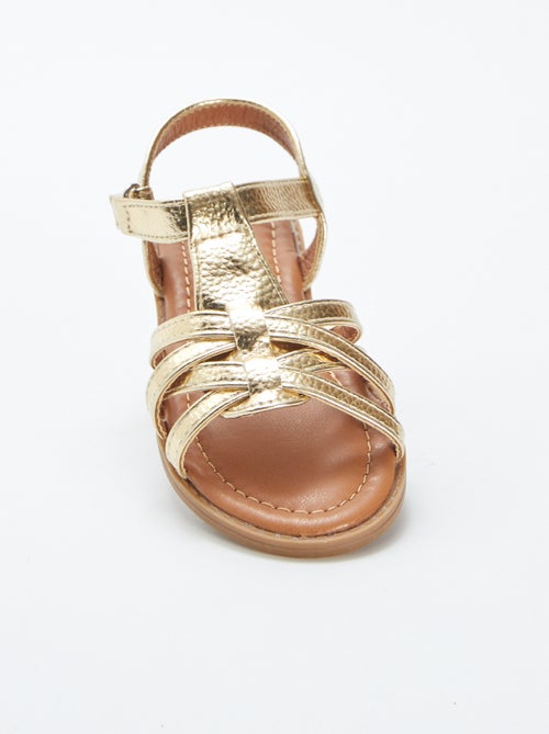 Sandálias douradas com várias tiras - Kiabi