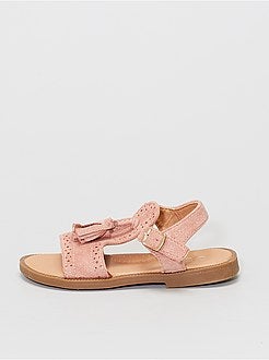 Sandálias em camurça sintética brilhante com pompons - Kiabi