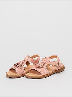 Sandálias em camurça sintética brilhante com pompons - Kiabi