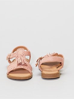 Sandálias em camurça sintética brilhante com pompons - Kiabi