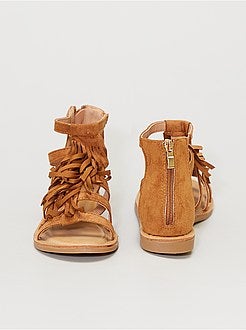 Sandálias em camurça sintética com franjas - Kiabi