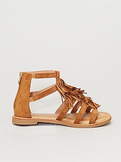 Sandálias em camurça sintética com franjas - Kiabi