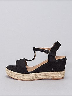 Sandálias em camurça sintética com sola compensada - Kiabi