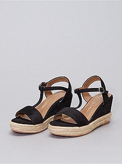 Sandálias em camurça sintética com sola compensada - Kiabi