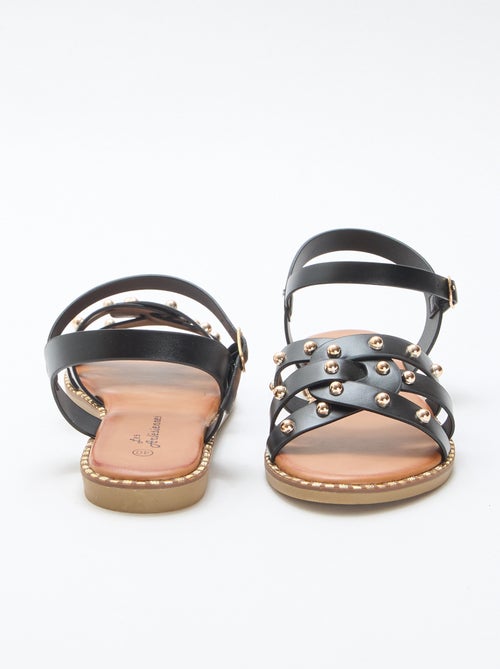 Sandálias em imitação de couro com tiras com tachas - Kiabi