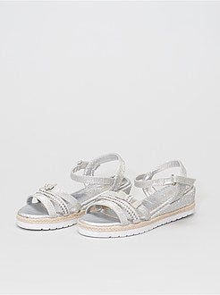 Sandálias em pele sintética brilhante com ouropel - Kiabi