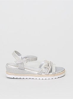 Sandálias em pele sintética brilhante com ouropel - Kiabi