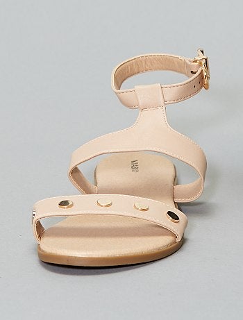 Sandálias em pele sintética com pormenor dourado - Kiabi