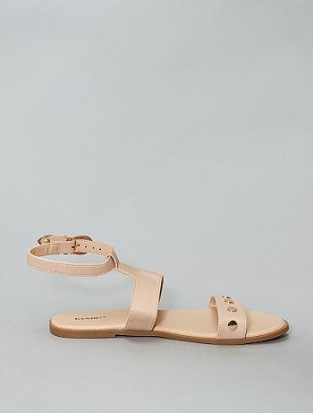 Sandálias em pele sintética com pormenor dourado - Kiabi