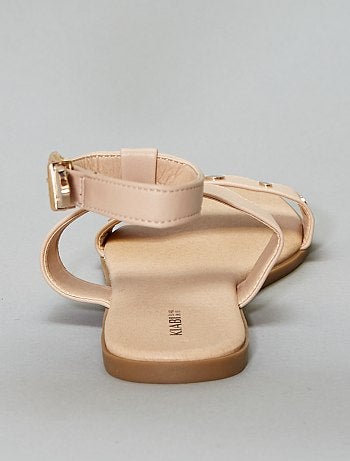 Sandálias em pele sintética com pormenor dourado - Kiabi