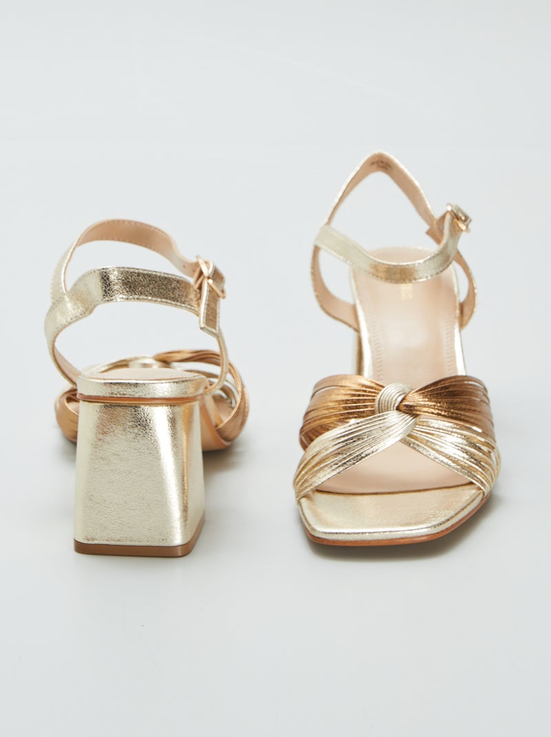 Sandálias em pele sintética de salto alto AMARELO - Kiabi