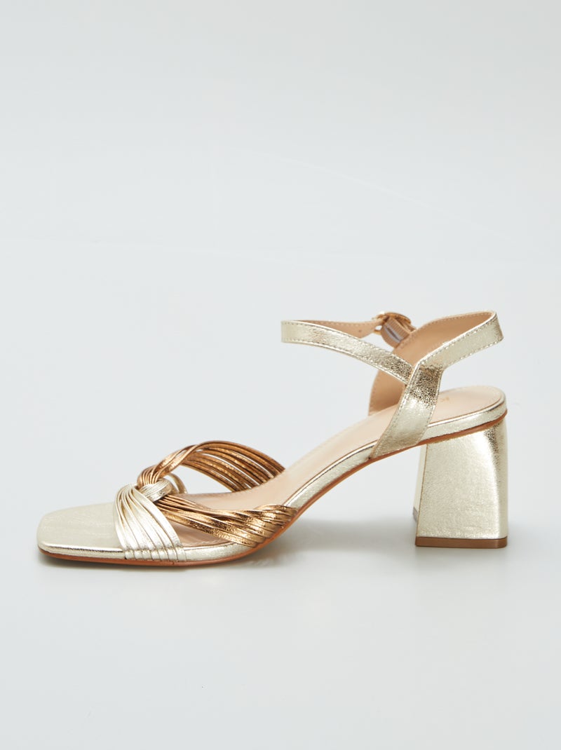 Sandálias em pele sintética de salto alto AMARELO - Kiabi