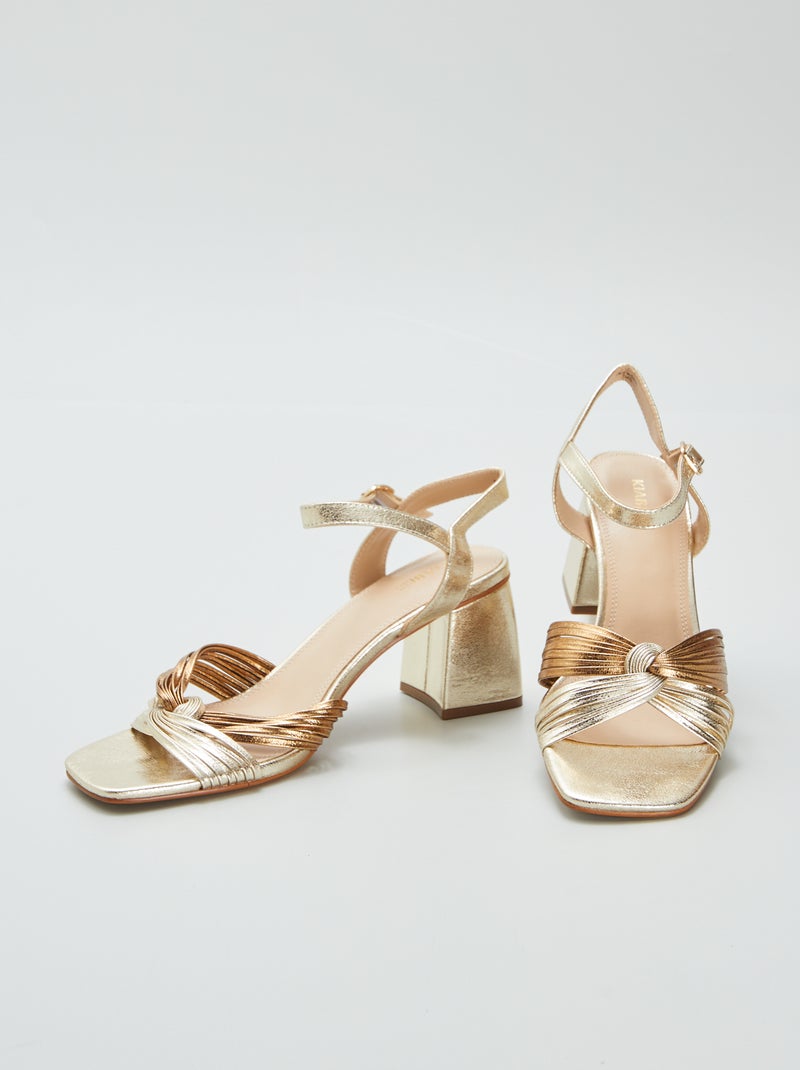 Sandálias em pele sintética de salto alto AMARELO - Kiabi