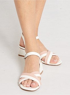 Sandálias em pele sintética de salto alto - Kiabi