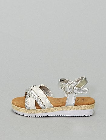 Sandálias entransadas prateadas - Kiabi