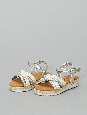 Sandálias entransadas prateadas - Kiabi