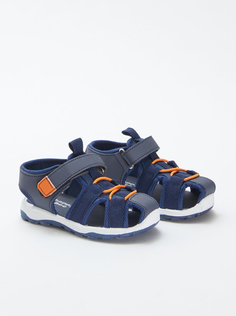 Sandálias fechadas com tira de velcro AZUL - Kiabi