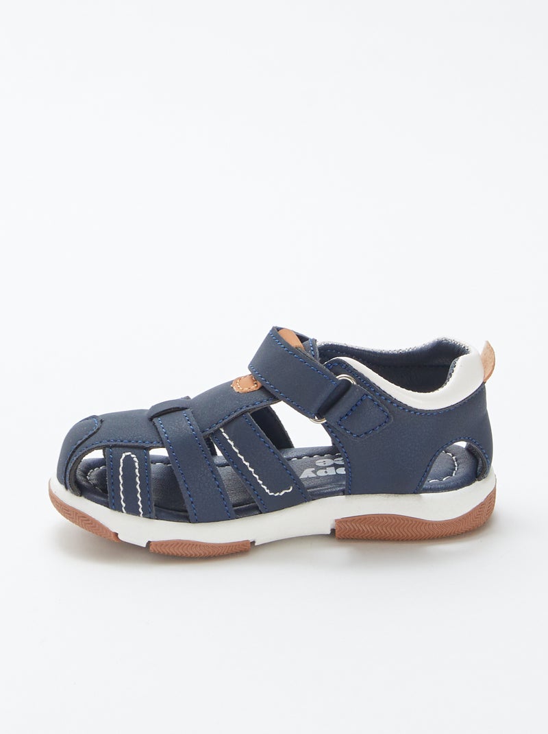 Sandálias fechadas com tira de velcro AZUL - Kiabi