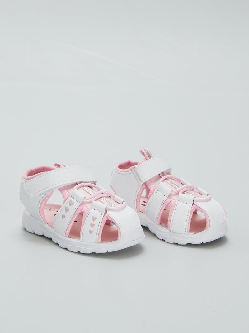 Sandálias fechadas com tiras de velcro BRANCO - Kiabi