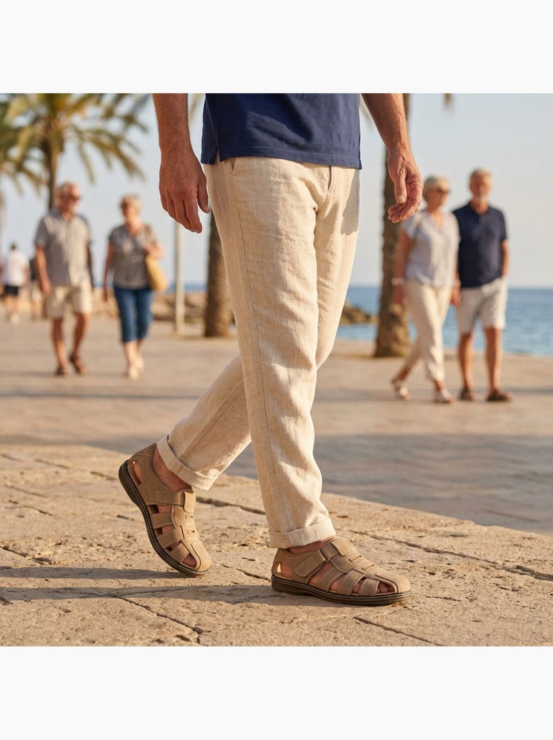 Sandalias fechadas homem conforto verão arejadas OZABI Bege-argila - Kiabi
