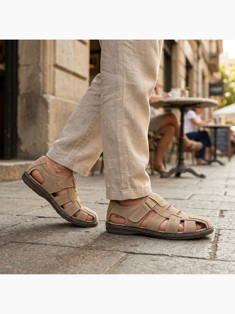 Sandalias fechadas homem conforto verão arejadas OZABI Bege-argila - Kiabi