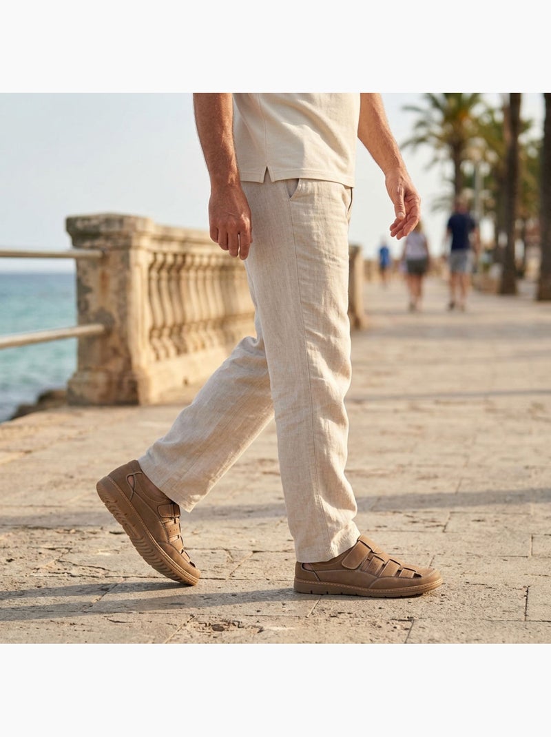 Sandalias fechadas homem conforto verão arejadas OZABI Camelo - Kiabi