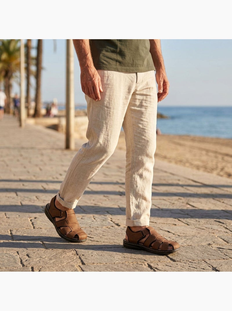 Sandalias fechadas homem conforto verão arejadas OZABI Castanho-chocolate - Kiabi