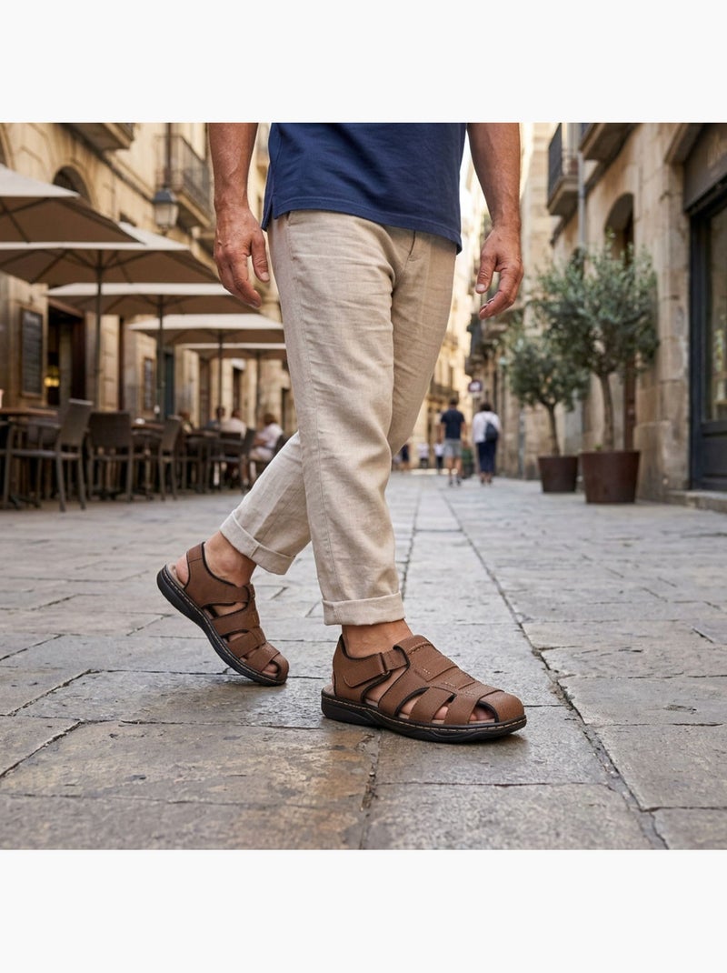 Sandalias fechadas homem conforto verão arejadas OZABI Castanho-chocolate - Kiabi