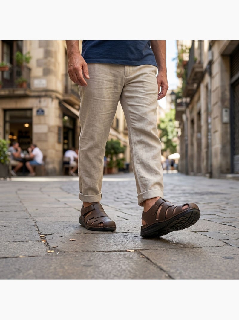 Sandalias fechadas homem conforto verão arejadas OZABI Castanho-escuro - Kiabi