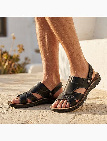 Sandalias Homem Conforto Sola Flexível Antiderrapante Fecho Velcro OZABI