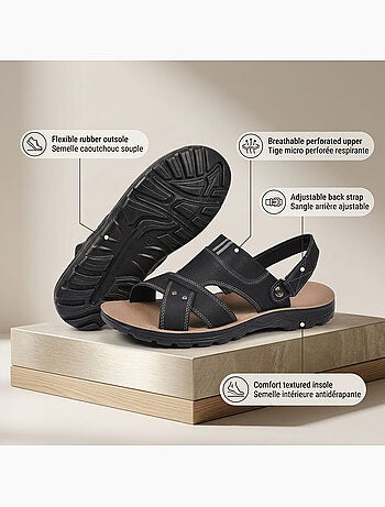 Sandalias Homem Conforto Sola Flexível Antiderrapante Fecho Velcro OZABI