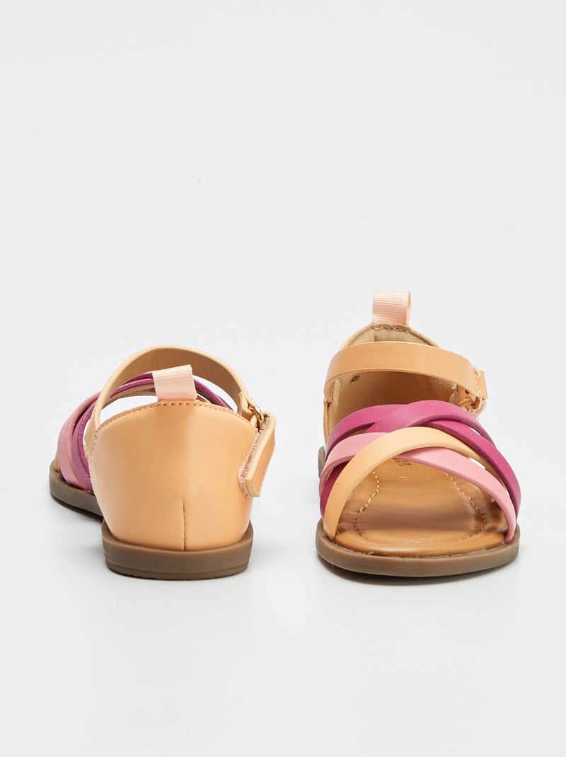 Sandálias iridescentes com várias tiras ROSA - Kiabi