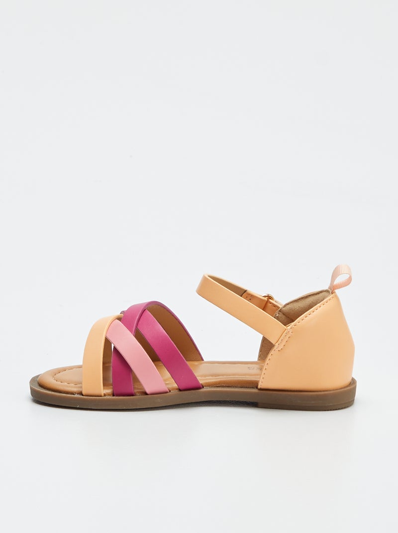 Sandálias iridescentes com várias tiras ROSA - Kiabi