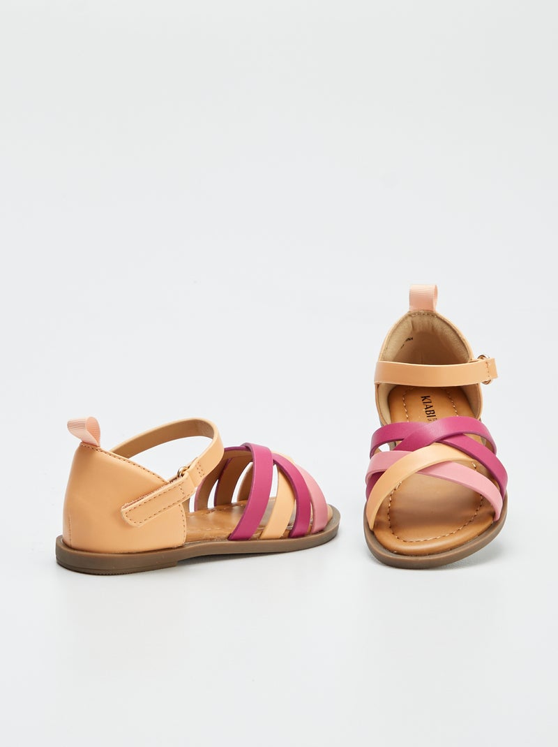 Sandálias iridescentes com várias tiras ROSA - Kiabi