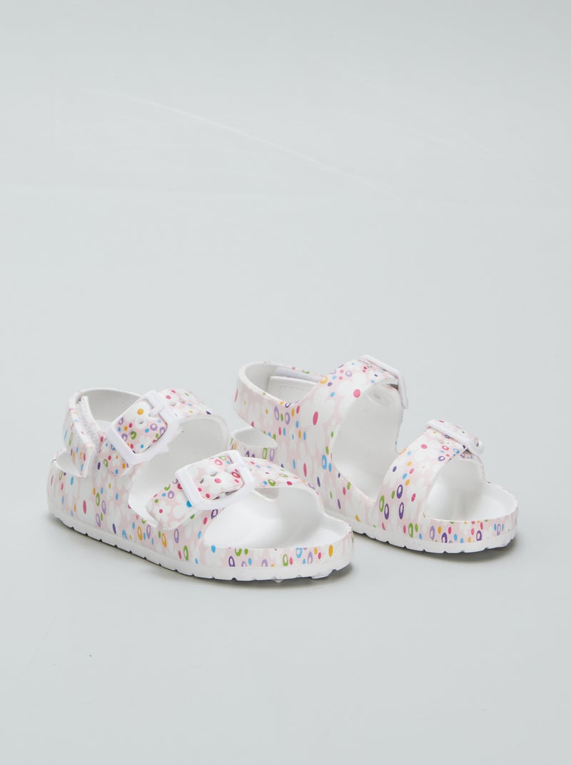 Sandálias leves estampadas BRANCO - Kiabi