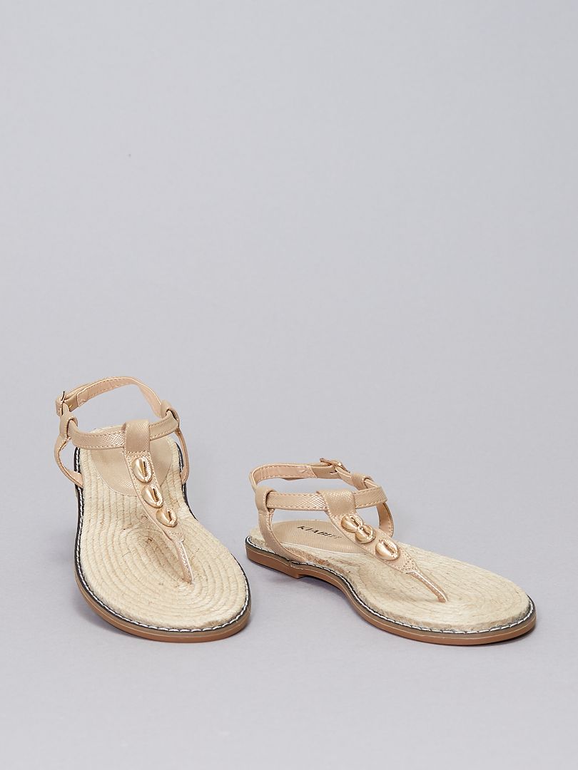 Sandálias lisas 'conchas' Dourado - Kiabi