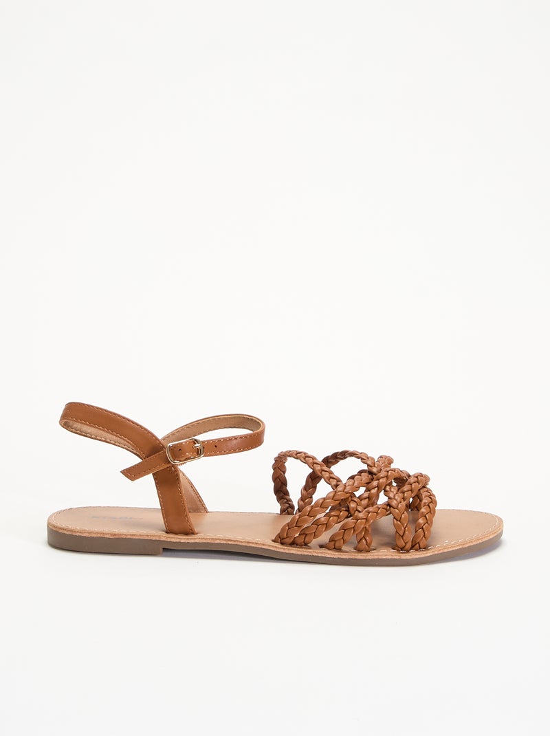 Sandálias multi tiras trançadas Castanho - Kiabi