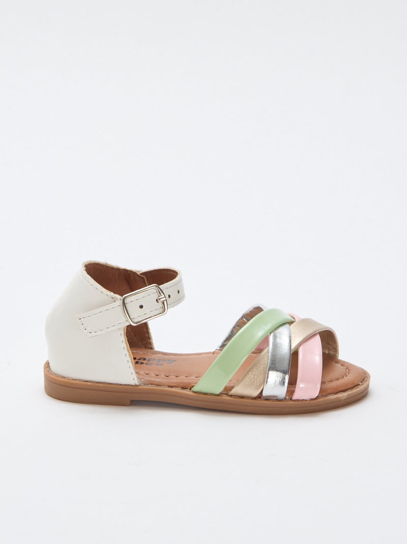 Sandálias multicoloridas com múltiplas tiras Branco - Kiabi