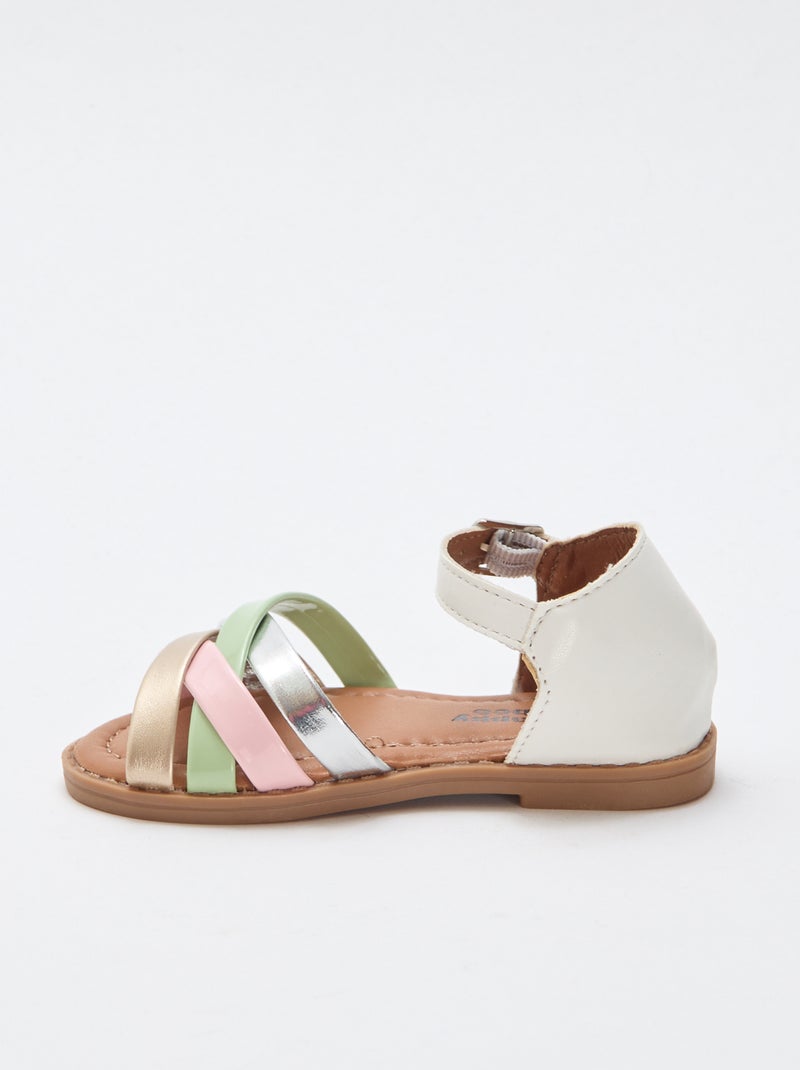Sandálias multicoloridas com múltiplas tiras Branco - Kiabi