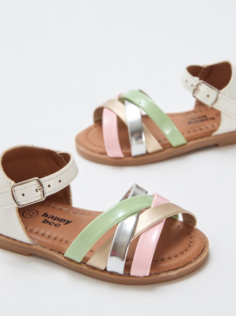 Sandálias multicoloridas com múltiplas tiras Branco - Kiabi
