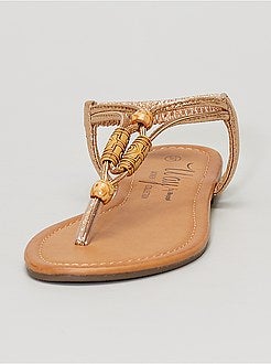 Sandálias rasas acobreadas - Kiabi