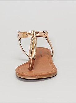 Sandálias rasas acobreadas - Kiabi