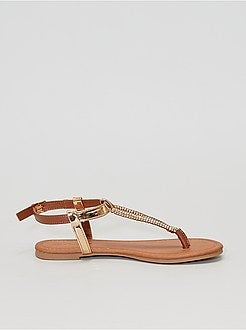 Sandálias rasas acobreadas - Kiabi