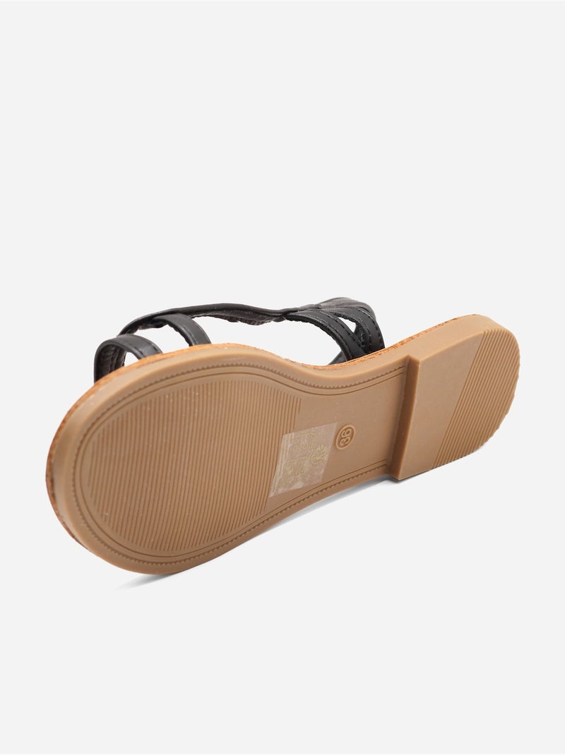 Sandálias rasas alça cruzada Preto - Kiabi