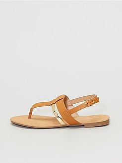 Sandálias rasas com detalhes dourados - Kiabi