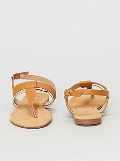 Sandálias rasas com detalhes dourados - Kiabi